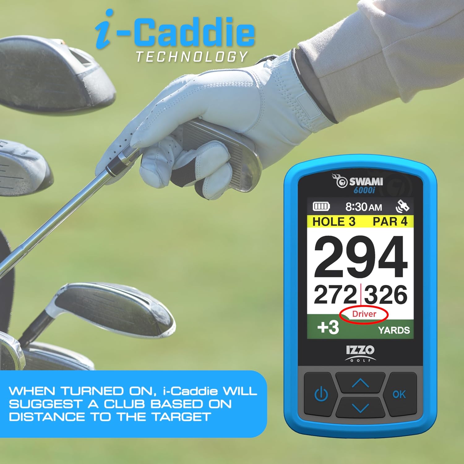 Izzo Swami 6000 Handheld Golf GPS Water-Resistant Color Display with 38,000 Course Maps & Scorekeeper - Image 2