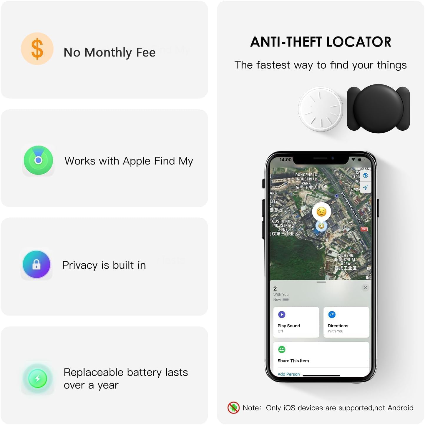 Tracker Device for Vehicles,GPS Car Tracker-No Monthly Fee Car Locator Works with Find My(iOS Only), Mini Hidden Car Tracker with Magnetic Case(Black,1PCS) - Image 5